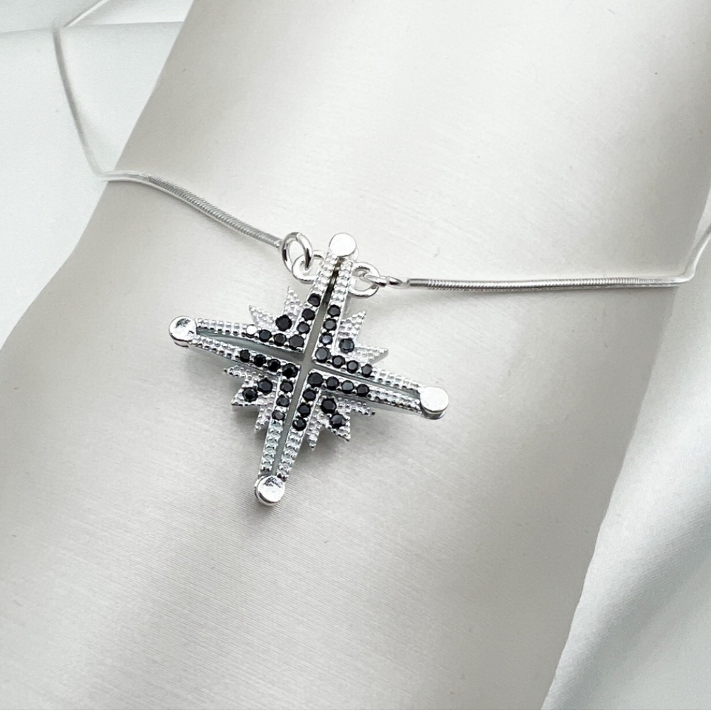 Star Of Bethlehem Opening Sterling Silver 925‎ Pendant Necklace 20" Chain